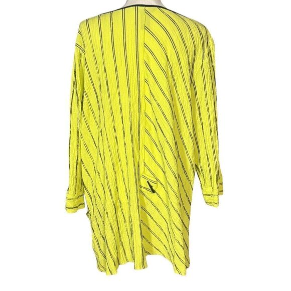 Ali Miles Tunic Size 1X Striped Yellow Artsy Pocket Button Lagenlook Corpcore - Picture 3 of 10